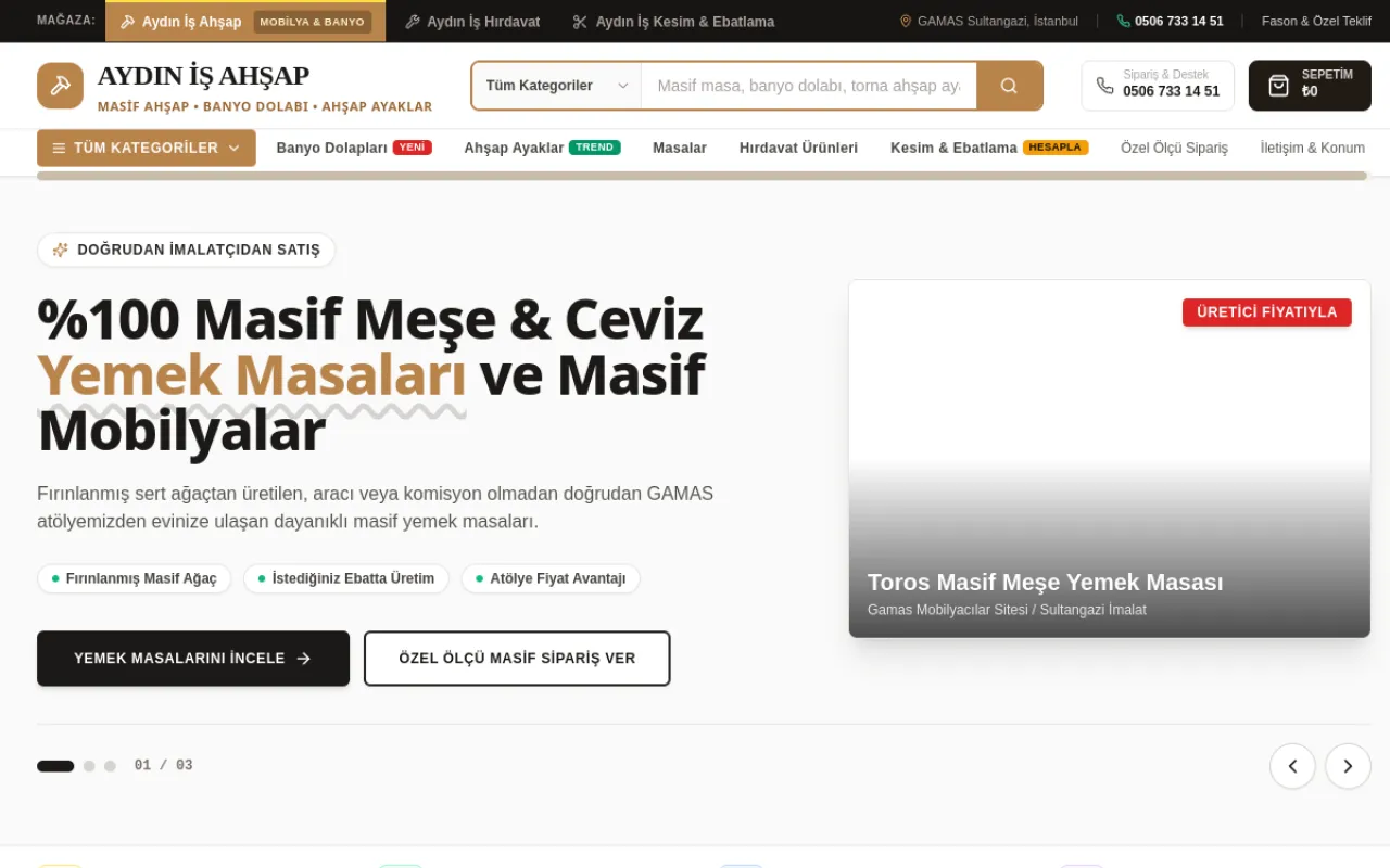Aydın İş Ahşap — E-commerce website