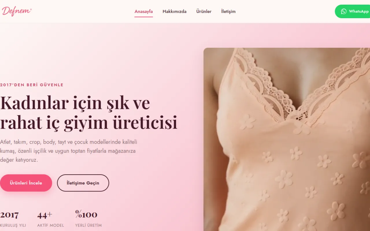 Defnem İç Giyim — Corporate website