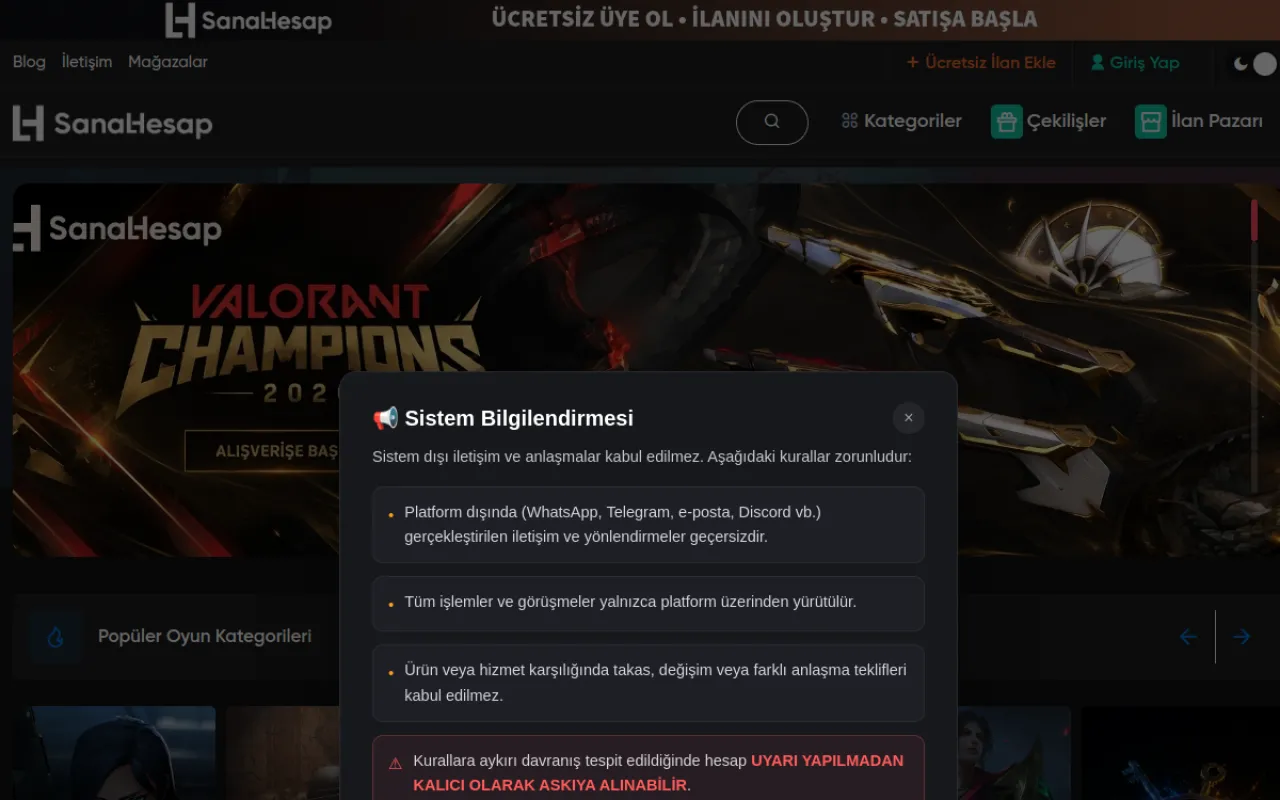 SanalHesap website screenshot