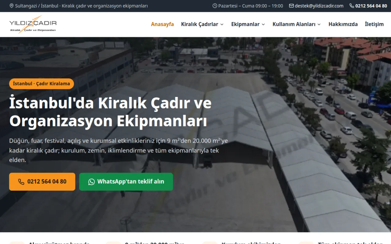 Yıldız Çadır website screenshot